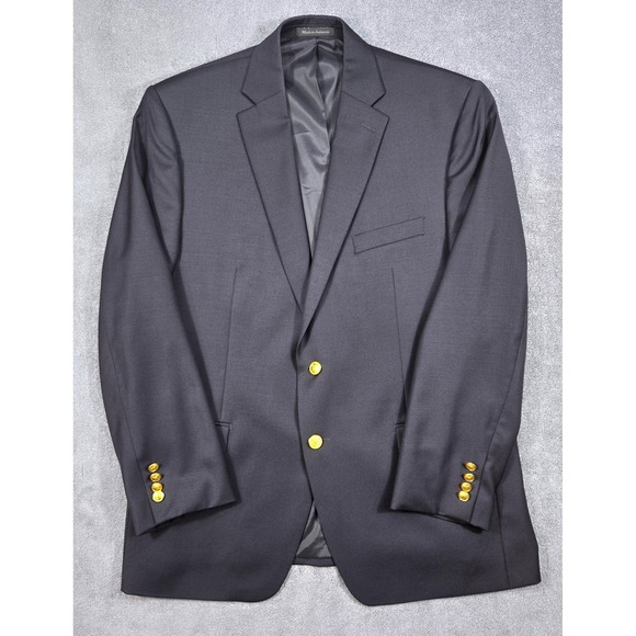 Lauren Ralph Lauren Other - Lauren Ralph Lauren Blazer Mens 43R Navy Blue Gold Crest Button 100% Wool